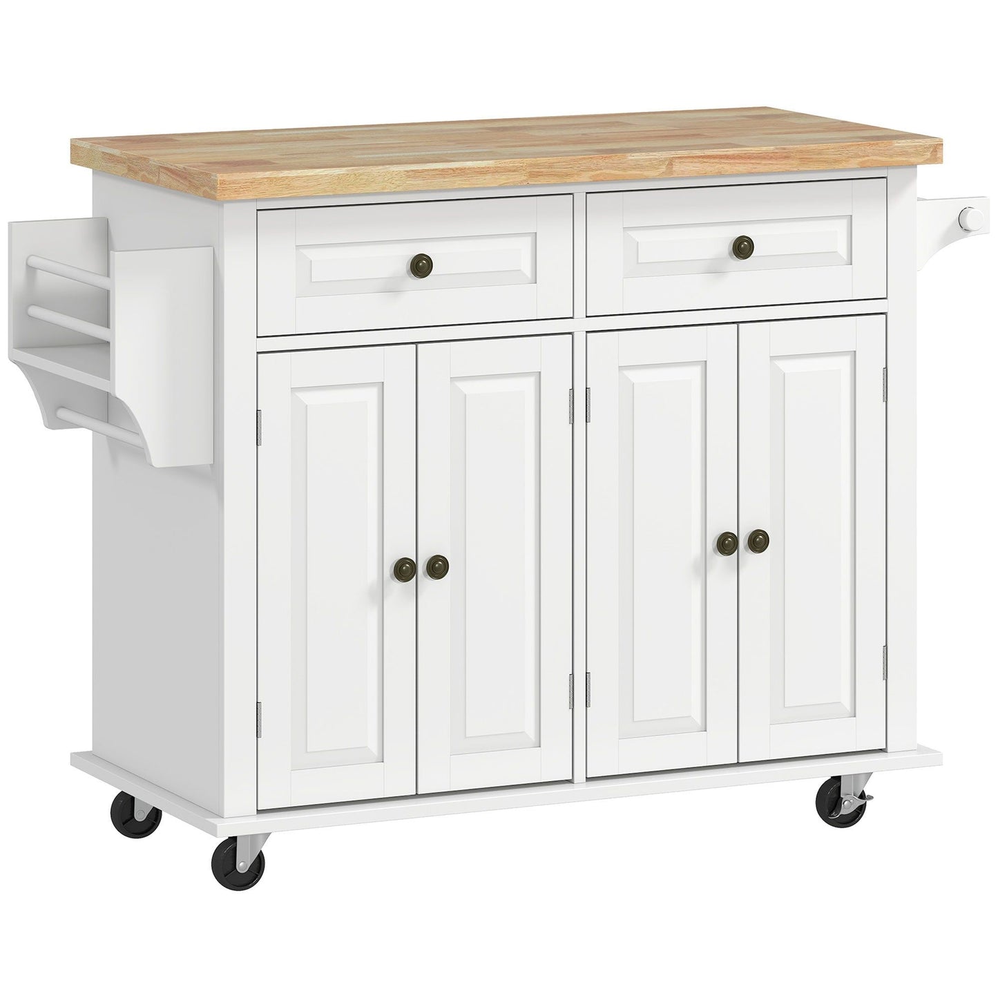 Rolling Kitchen Island Cart with Spice Rack - Grey