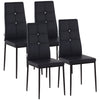 Set of 4 Tufted High-Back Dining Chairs - Black