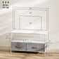 TV Stand with Charging Station and Linen Drawers - White