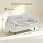 3 Seater Sofa, Velvet Upholstered Couch with Spring Cushions, Rubber Wood Legs and 2 Pillows, Cream White