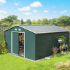 11' x 13' Practical Backyard Garden Storage Tool Shed with Double Sliding Door Garden Tool Shed with 4 Ventilation Slots, Green