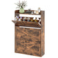 Narrow Shoe Storage Cabinet Farmhouse Shoe Cabinet with 3 Flip Drawers Adjustable Shelves for Entryway Rustic Brown