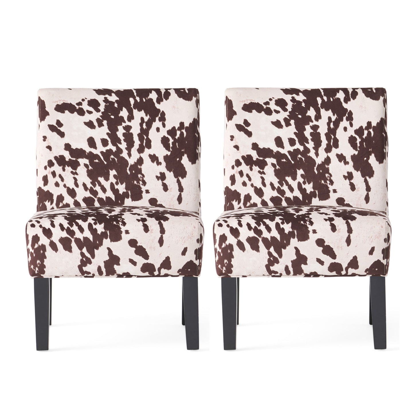 Contemporary Accent Chair with Rubberwood Tapered Legs, Upholstered Seating for Living Room, 22.5'' L x 29.5'' W x 32'' H, Brown+White