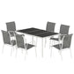 7 Piece Garden Dining Set, Garden Furniture Set with Rectangle Table and 6 Stackable Chairs