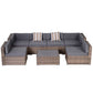 7 Pieces Patio Furniture Set, Rattan Conversation Set Garden Wicker Sofa Set with Washable Cushions and Coffee Table, All Weather PE Rattan Sectional Sofa, Grey