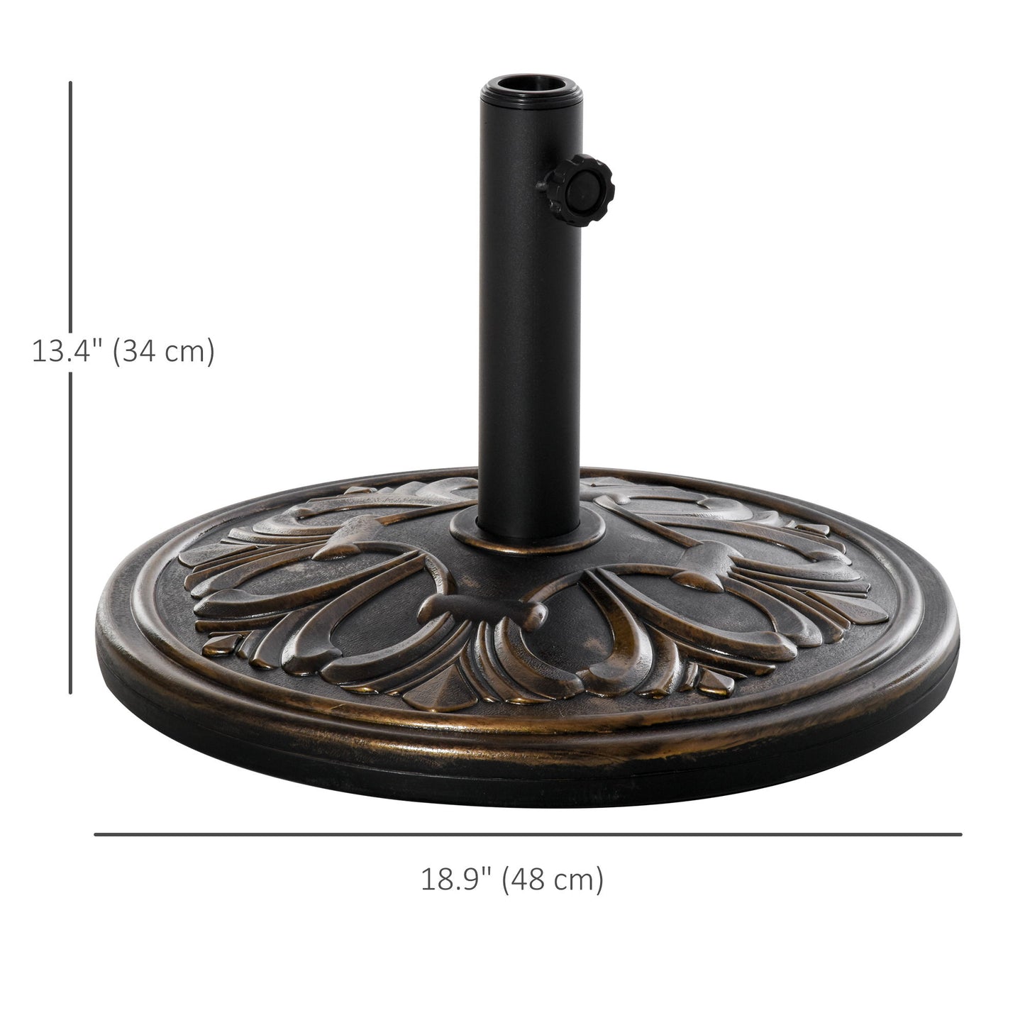 29 lb Heavy Duty Concrete Umbrella Base, 19" Round Parasol Holder for Outdoor, Garden, Backyard, Deck, Bronze