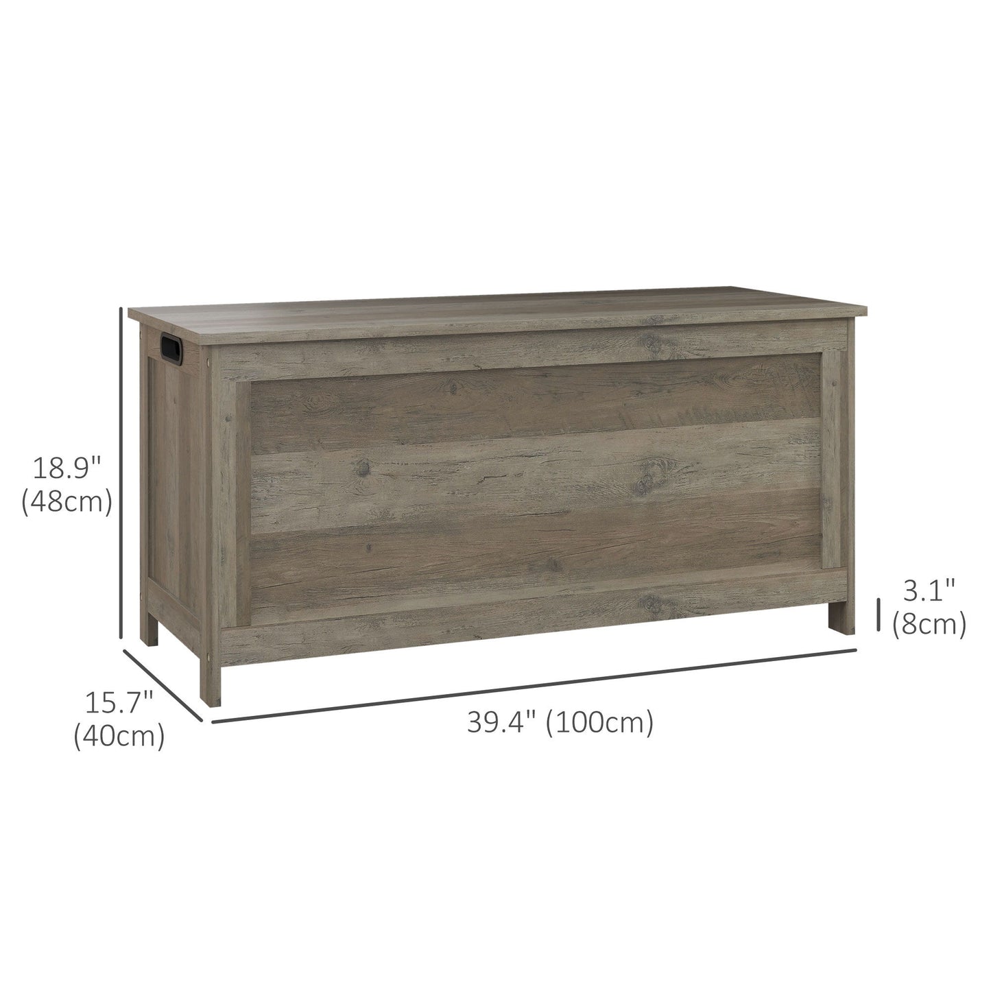 Storage Trunk with 2 Safety Hinges, Entryway Bench with Side Handles, Storage Chest for Living Room, Distressed Grey