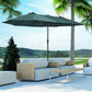 15ft Double-sided Patio Umbrella with Twin Canopy, Extra Large Outdoor Parasol with Crank for Pool, Deck, Market, Dark Green