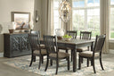 8 Pc. Table, 6 Side Chairs, Server