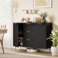 Sideboard Buffet Cabinet with 3 Drawers - Black
