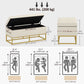Storage Ottoman with Flip Top, Upholstered Storage Bench, Linen Fabric Footstool with Steel Legs for Living Room, Bedroom, Beige