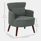 Modern Accent Chair, Upholstered Armchair with Solid Wood Legs and Lumbar Pillow for Living Room, Grey