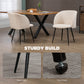 Dining Chairs Set of 2, Sherpa Fleece Upholstered Kitchen Chairs with Backrest and Steel Legs, Cream White