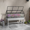 Wood Elevated Planter Box with Cold Frame Greenhouse, Raised Garden Bed for Vegetables, Flowers, Herbs, Distressed Grey