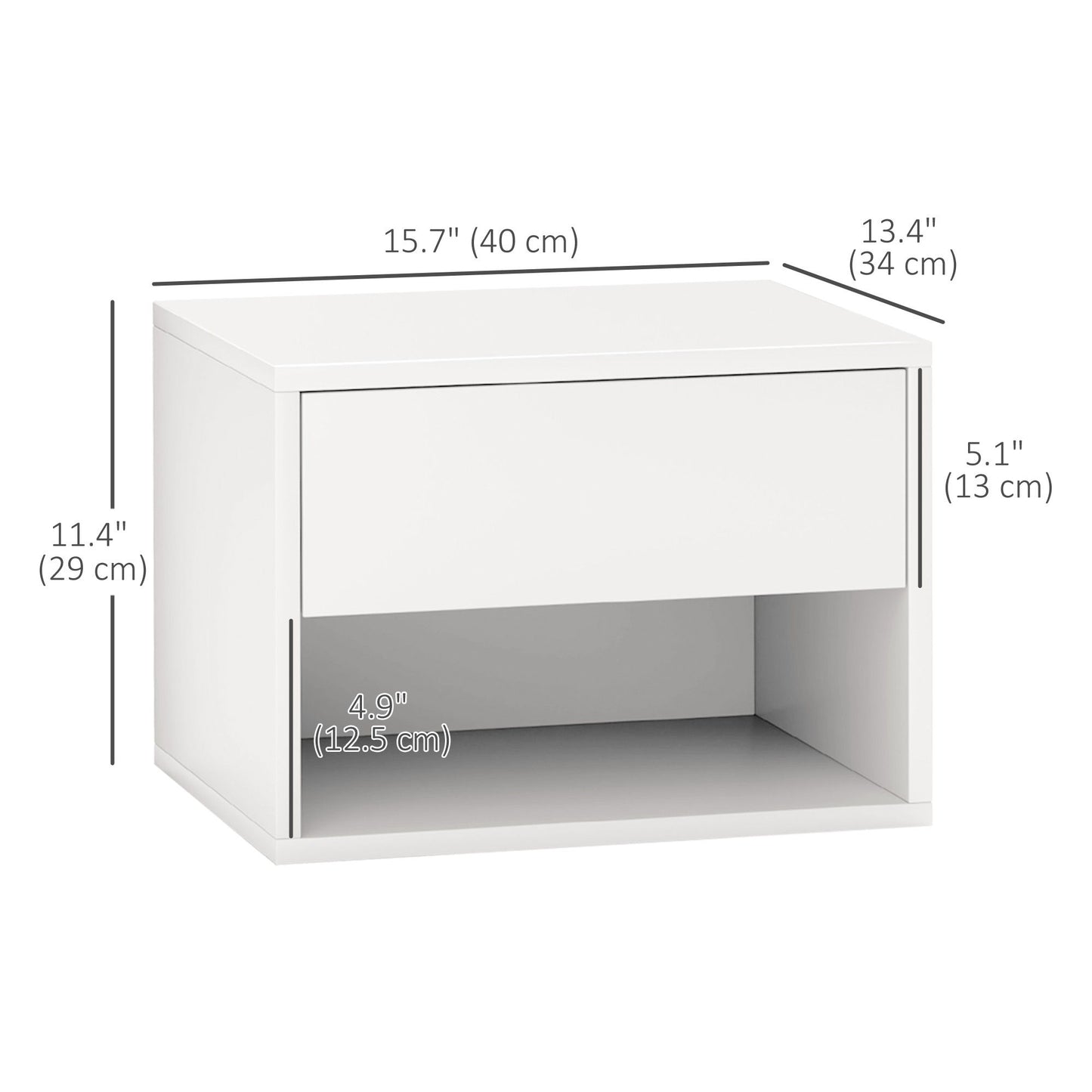Floating Nightstand Set of 2, Wall Mounted Bedside Table with Drawer for Bedroom, White