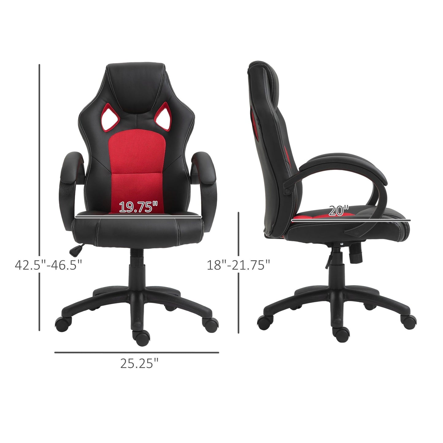 Racing Gaming Chair with Padded Headrest - Red