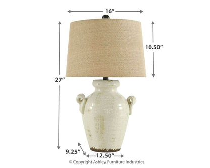 Emelda - Cream - Ceramic Table Lamp - Forward Furniture