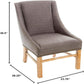Contemporary Dining Chair with Nailhead Accents and Sloped Arms, Generously Upholstered for Comfort, 28" L x 23" W x 37.5" H, Brown Grey
