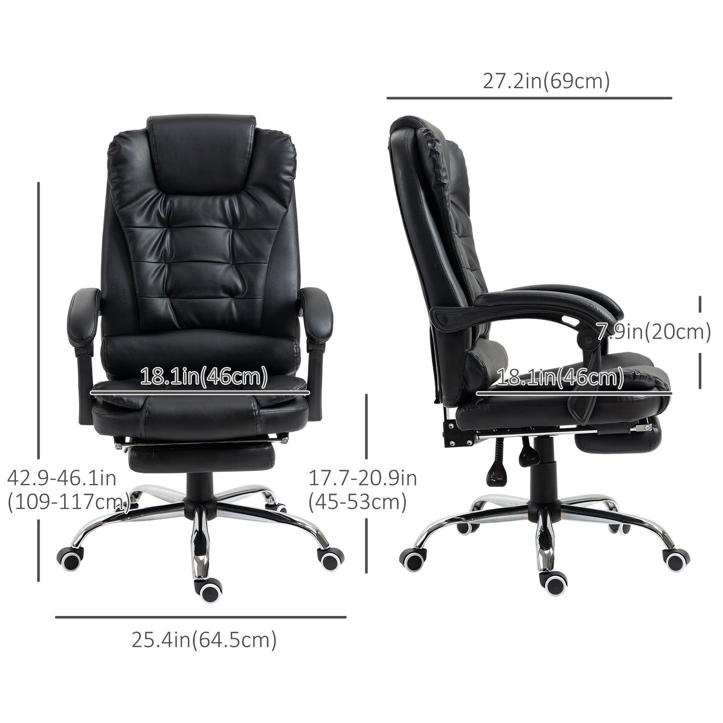 Executive Office Chair with Footrest - Black