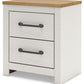 Linnocreek - White / Warm Brown - Two Drawer Night Stand