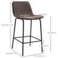 Bar Stools Set of 2, Upholstered Counter Height Bar Chairs, 26" (66 cm) Kitchen Stools with Steel Legs for Dining Area, Kitchen Aisle, Coffee
