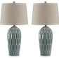 Hadbury - Ceramic Table Lamp (Set of 2) - Pale Blue / Teal