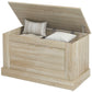 31.5 Inches Storage Chest, Storage Trunk with Safety Hinge, Wooden Box for Living Room, Natural Wood Grain