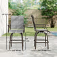 Outdoor Bar Stools Set of 2, Swivel Bar Height Chairs with High Back, Curved Armrests and Steel Frame, Mixed Grey