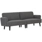3-Seater Corduroy Loveseat with Rubberwood Legs - Grey