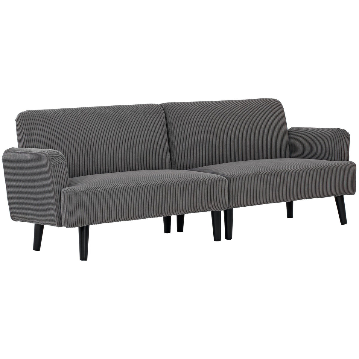 3-Seater Corduroy Loveseat with Rubberwood Legs - Grey