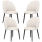 Modern Dining Chairs Set of 4, Upholstered Dining Room Chairs with Metal Legs, Shell Backrest, Padded Seat, Cream White