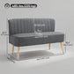 Modern 2 Seater Sofa, Upholstered Two Seater Couch with Rubber Wood Legs, Grey