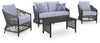 Bridges Beach - Loveseat, Lounge Chairs, Table Set (Set of 4) - Gray