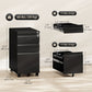 3 Drawer Filing Cabinet with Lock, Steel Office Storage Cabinet with Hanging Bar for A4, Legal, Letter Files, Black