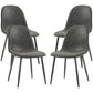 Retro Dining Chairs Set of 4, PU Leather - Dark Grey