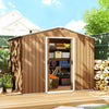 8' x 6' Outdoor Storage Shed, Metal Garden Tool Storage House with Lockable Sliding Doors and Vents for Backyard Patio Lawn, Dark Brown