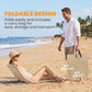 2 Pieces Beach Lounge Chair, Outdoor Folding Chaise Lounge Set w/ Pillow for Sunbath, Snap, Beige