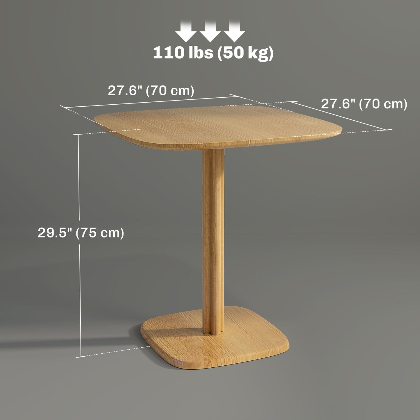 27.6" Square Dining Table for 4 - Natural Wood