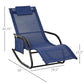 Patio Rocking Chair with Mesh Fabric, Outdoor Rocking Sling Sun Lounger with Removable Headrest and Side Pocket for Garden, Deck, Lawn, Blue