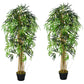 Set of 2 5FT Artificial Tree Bamboo Tree Fake Plants in Pot for Home Office Living Room Decor, Green