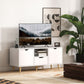 TV Stand with Storage for up to 50" TV, Modern TV Table with Open Shelf, Drawer and 2 Cabinets, White