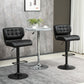 Swivel PU Leather Barstools Set of 2 Adjustable Bar Stools with Footrest Back for Kitchen Counter Dining Room Black
