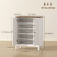 Shoe Cabinet with Barn Doors, Farmhouse Shoe Storage Cabinet with Adjustable Shelves, Holds up to 15 Pairs, White