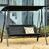 2-Person Porch Swing Chair, 2 Seater Patio Swing Bench w/ Adjustable Canopy, Breathable Seat for Garden, Poolside, Black