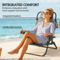 Set of 2 Beach Chair 5-Position Adjustable Folding Camping Chair with Headrest Armrests Light Grey