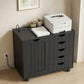 Mobile Lateral Filing Cabinet with 5 Drawers, Printer Stand with Power Outlets and USB Ports for Home Office, Black