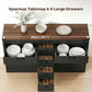 Sideboard Buffet Cabinet, 55" Farmhouse Kitchen Cabinet with 4 Barn Doors, 6 Drawers and 2 Adjustable Shelves, Black