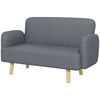 Velvet 2-Seater Loveseat with Wood Legs - Grey