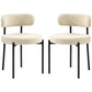 2 Pieces Kitchen Chairs, Modern Dining Chairs w/ Berber Fleece Upholstery and Steel Legs for Living Room, Beige
