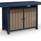 East Beach - Rectangular Bar Table With Fire Pit - Blue